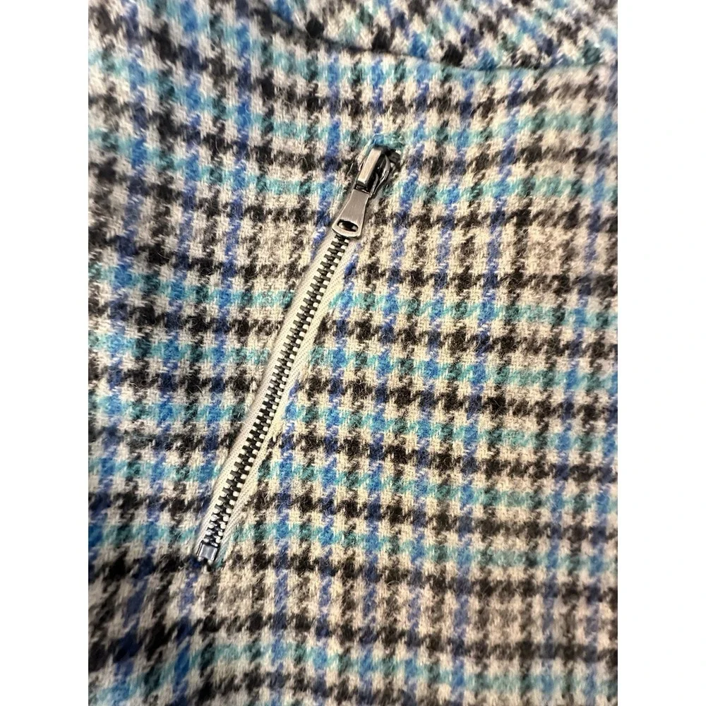 NEW Talbots Tweed Skirt Women Size 12P Plaid Zipper Accents Teal/black‎ Mini NWT